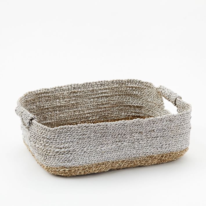 Two-Tone Woven Baskets – Natural/White Underbed Basket - Image 0