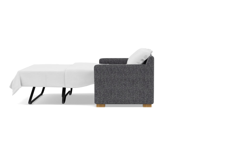 Custom Sloan Sleeper Sofa in Performance Textured Weave Pepper with Natural Oak Block Legs - Image 9