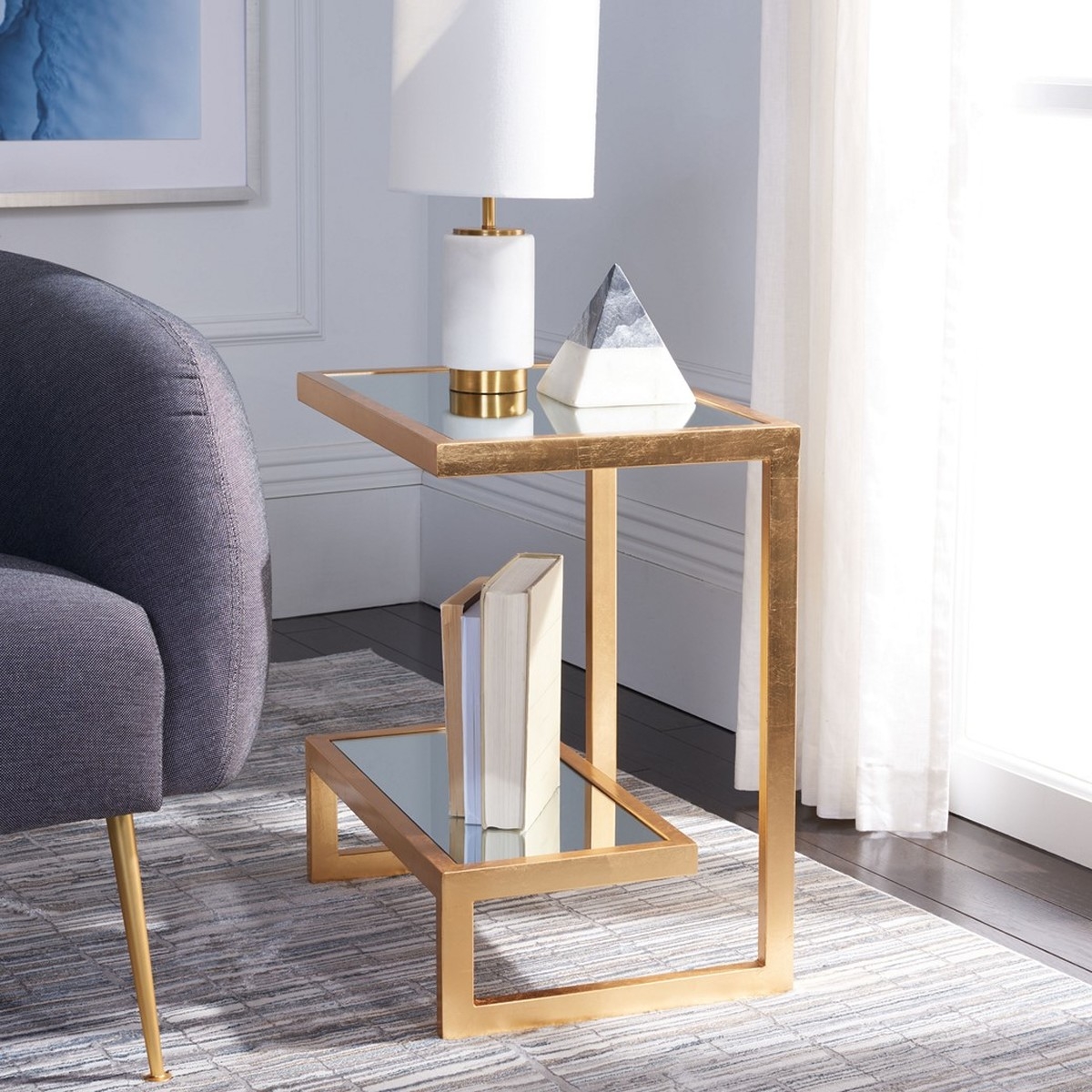 Kennedy Mirror Top Accent Table - Gold - Safavieh - Image 2