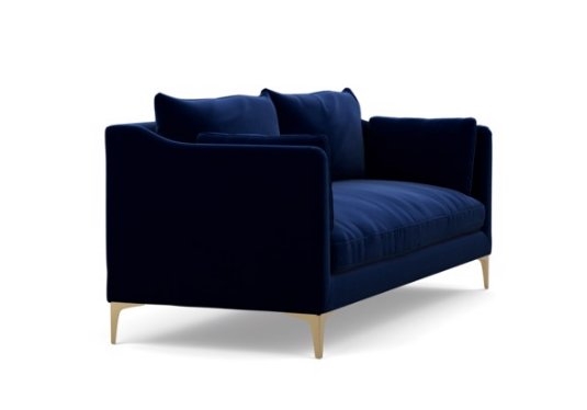 Caitlin by The Everygirl Sofa in Oxford Blue Fabric with Brass Plated legs - Image 1