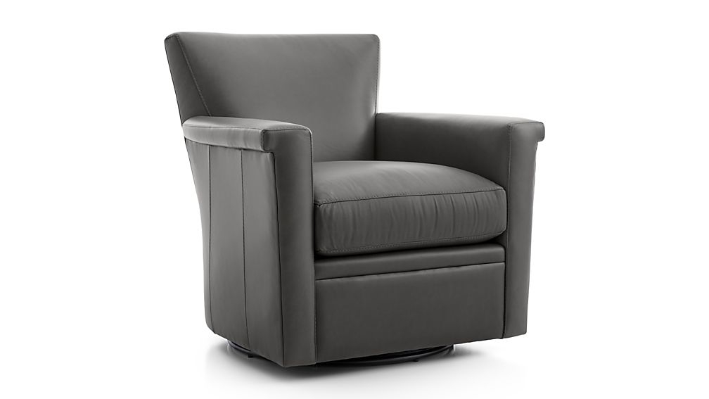 Declan Leather 360 Swivel Chair, Smoke - Image 1