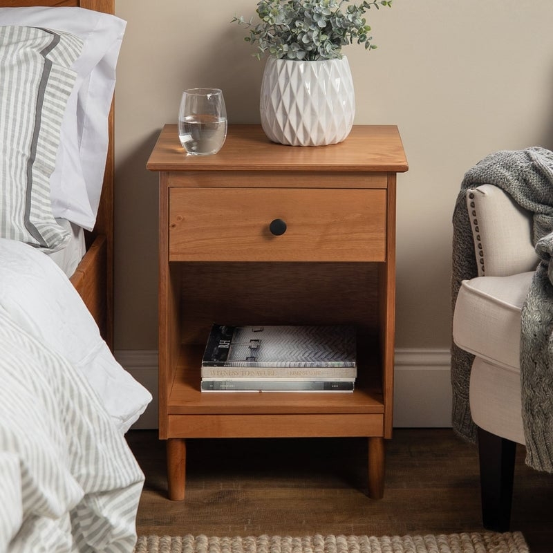 Modern 1 Drawer Nightstand - Caramel - Image 0