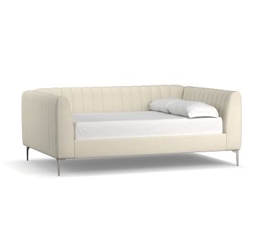 Morgan Upholstered Daybed, Full, Brushed Crossweave Natural - Image 1
