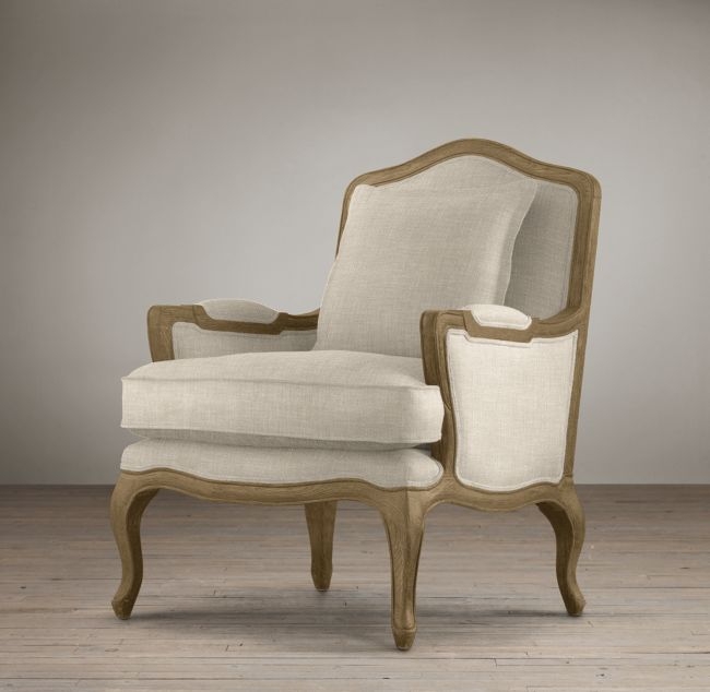 Marseilles Chair, Weathered Oak Drifted, Perennials Textured Linen Weave Sand - Image 0
