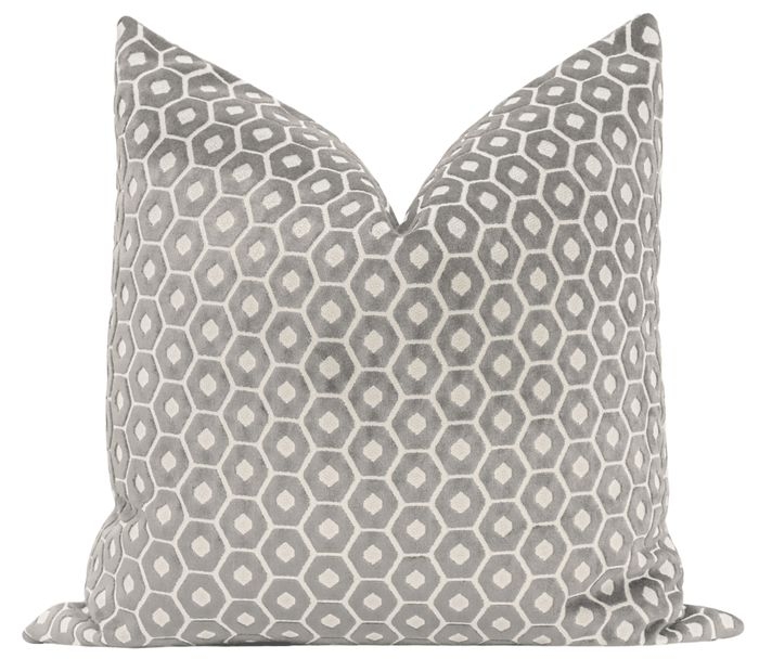 Paloma Cut Velvet Pillow Cover, Gray, 18" x 18" - Image 0