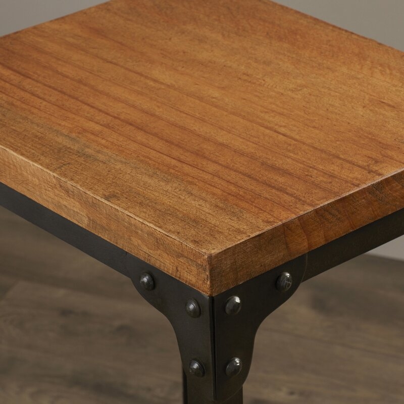 Industrial Chic Solid Wood End Table - Image 1