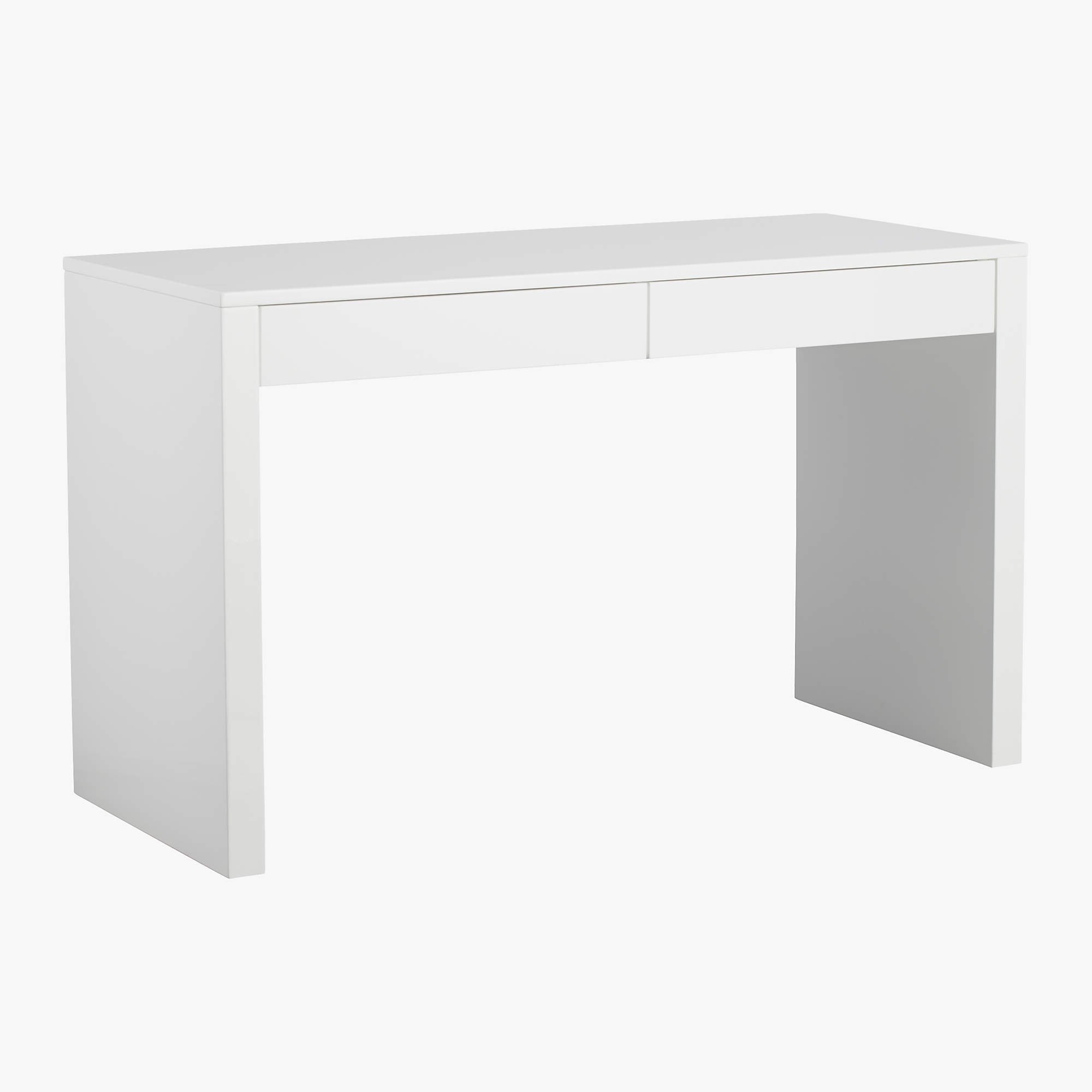 Runway 2-Drawer White Lacquered Wood Desk - Image 0