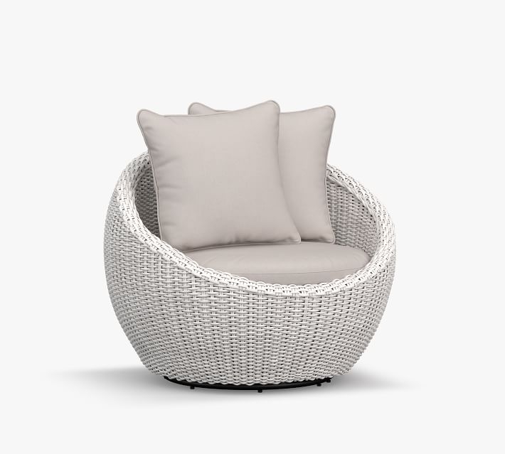 Torrey All-Weather Wicker Papasan Swivel Chair with Cushion, Natural - Image 0