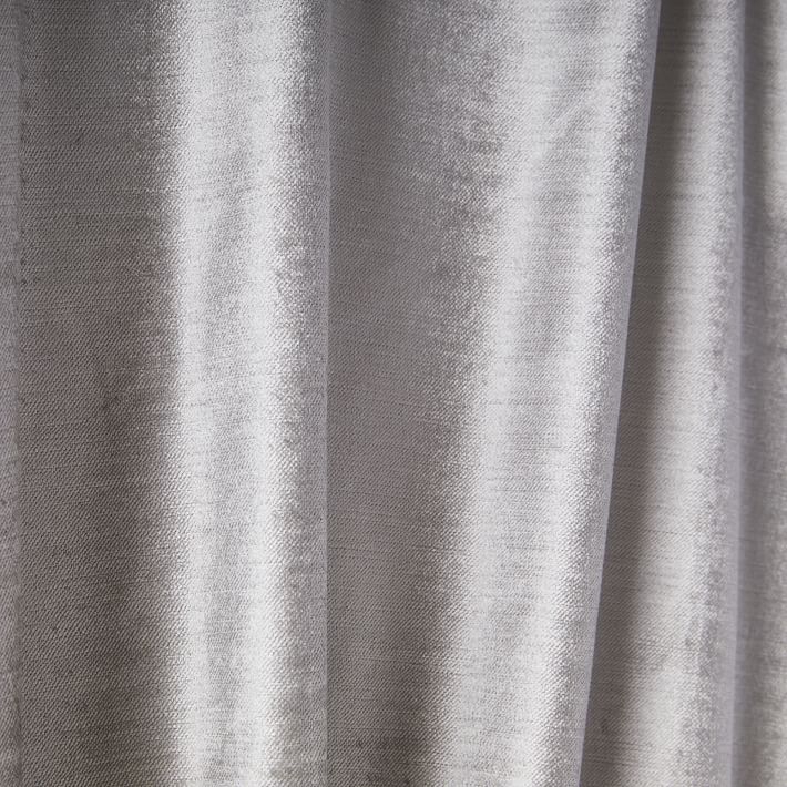 Cotton Luster Velvet Curtain /  48"x84" / Platinum, Unlined, Individual - Image 1