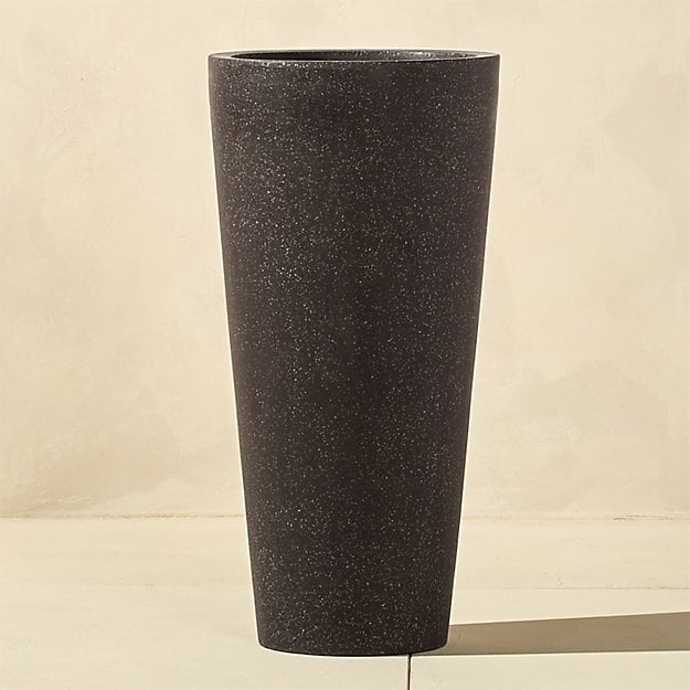 Shore Polyterrazzo Tall Black Planter - Image 0