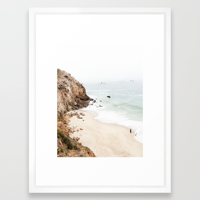 Malibu California Beach Framed Art Print - Vector White, 20" x 26" - Image 0