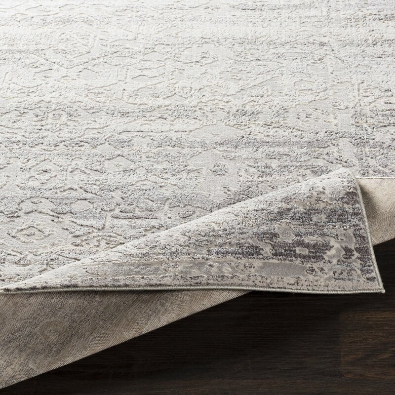 Heger Distressed Silver Gray/White Area Rug - Image 2