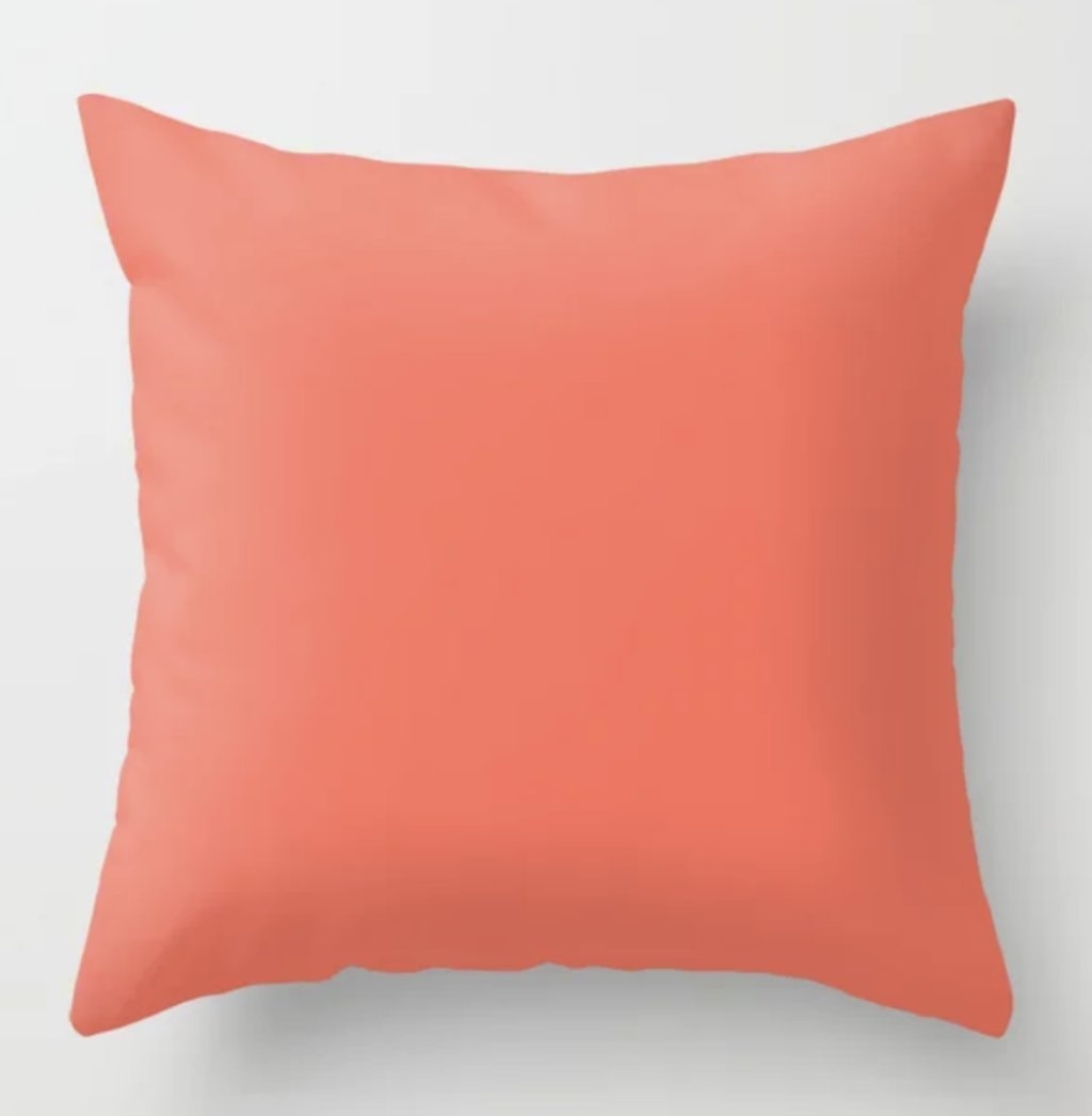 Coral Solid Color Throw Pillow - 20", Indoor with insert - Image 0