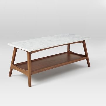Reeve Mid-Century Coffee Table Rectangle , Marble/Walnut - Image 7