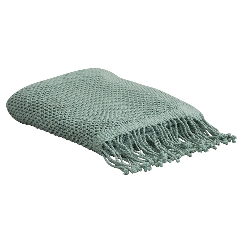 Oldham Cotton Throw Blanket - Teal - Image 0