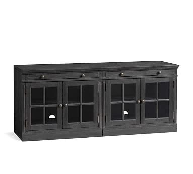 Livingston Small TV Stand with Glass Doors, Dusty Charcoal - Image 0