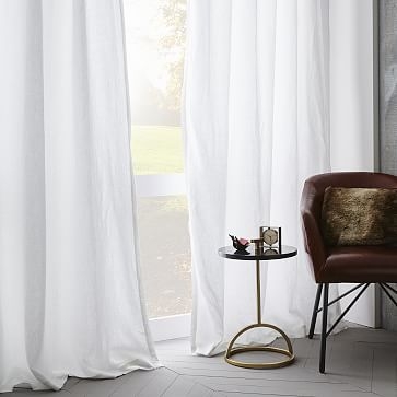 Belgian Flax Linen Curtain With Blackout, Set of 2, White, 48"x84" - Image 4