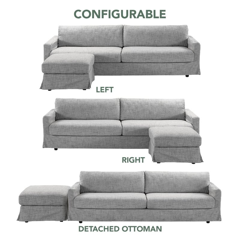 Hymes Reversible Sectional with Ottoman / Light Gray - Image 3