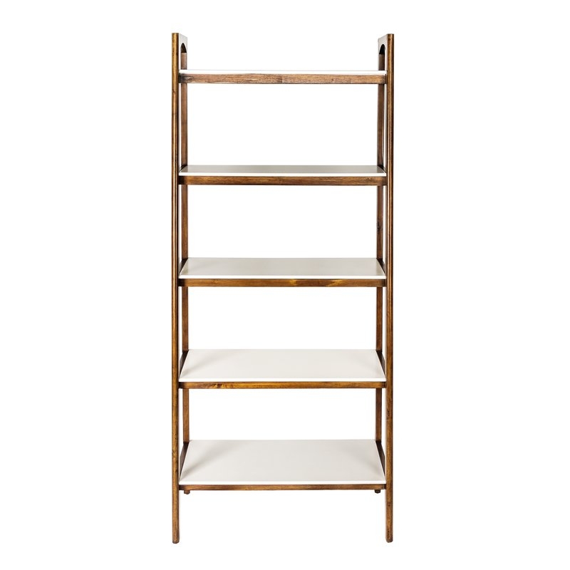 Erin Ladder  Bookcase -Off-White/Pecan - Image 1