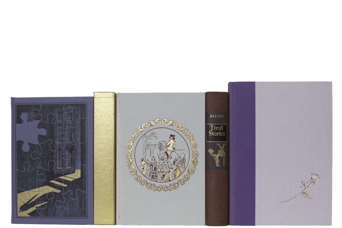 Booth & Williams 15 Piece Periwinkle and Maroon Boxed Decorative Book Set - Image 1
