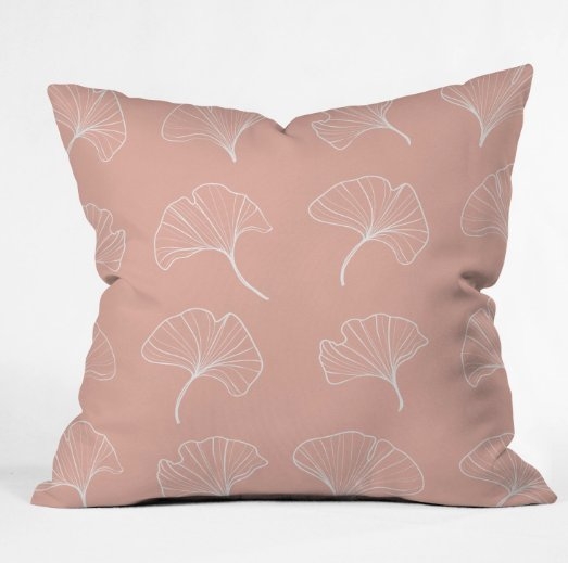 Blush Ginkgo Leaves Outdoor Throw Pillow - Image 0