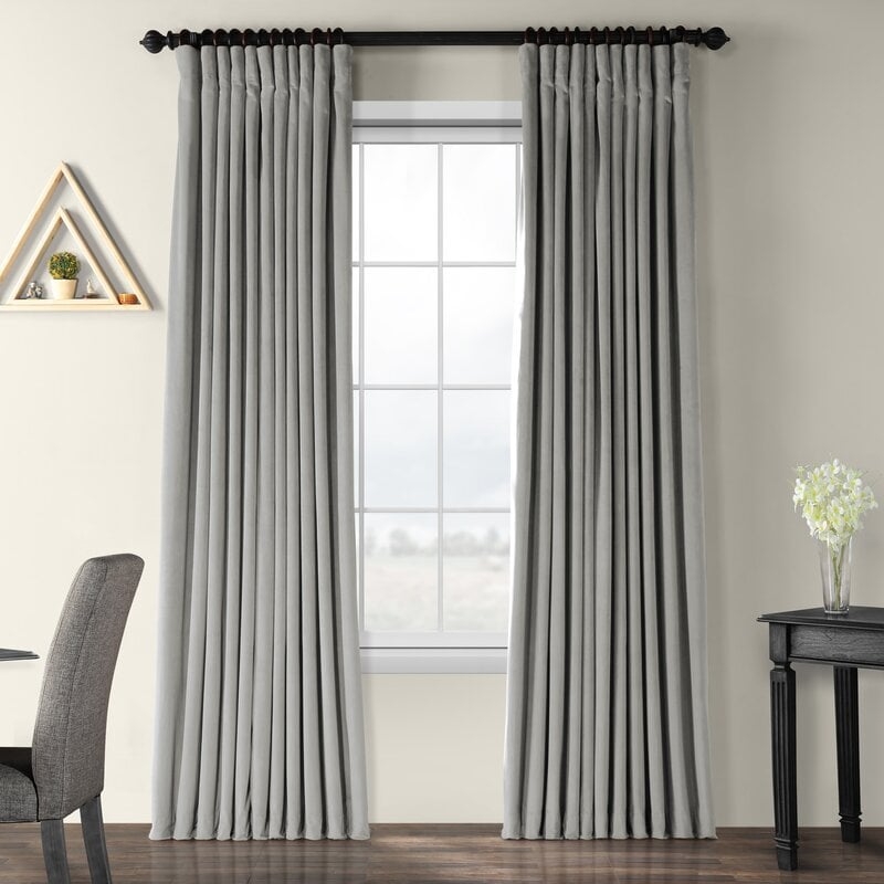 Rhinehart Extra Wide Velvet Solid Blackout Thermal Rod Pocket Single Curtain Panel - Image 0