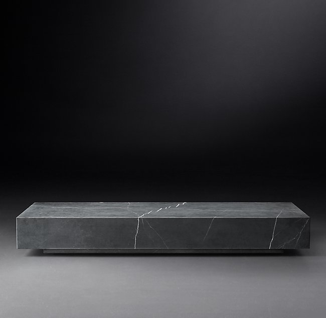 LOW MARBLE PLINTH RECTANGULAR COFFEE TABLE - 48" - White - Image 0