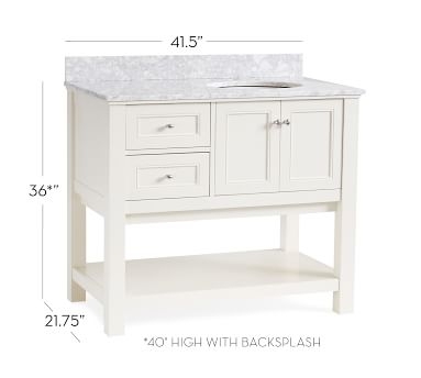 Classic Asymmetric Single Sink Vanity, White - Image 2