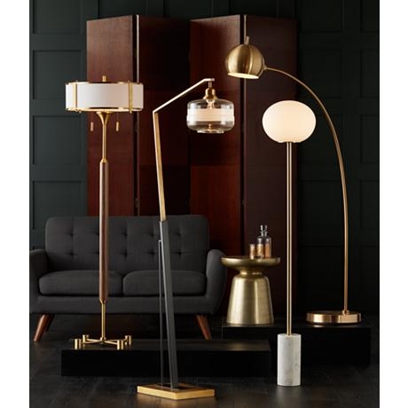 Possini Euro Ardeno Brass Finish Modern Arc Floor Lamp - Image 1