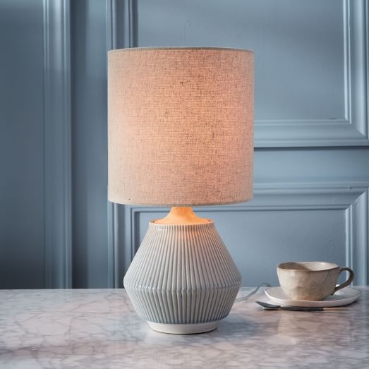Roar + Rabbit™ Ripple Ceramic Table Lamp - Small Narrow (Cool Gray) - Image 0
