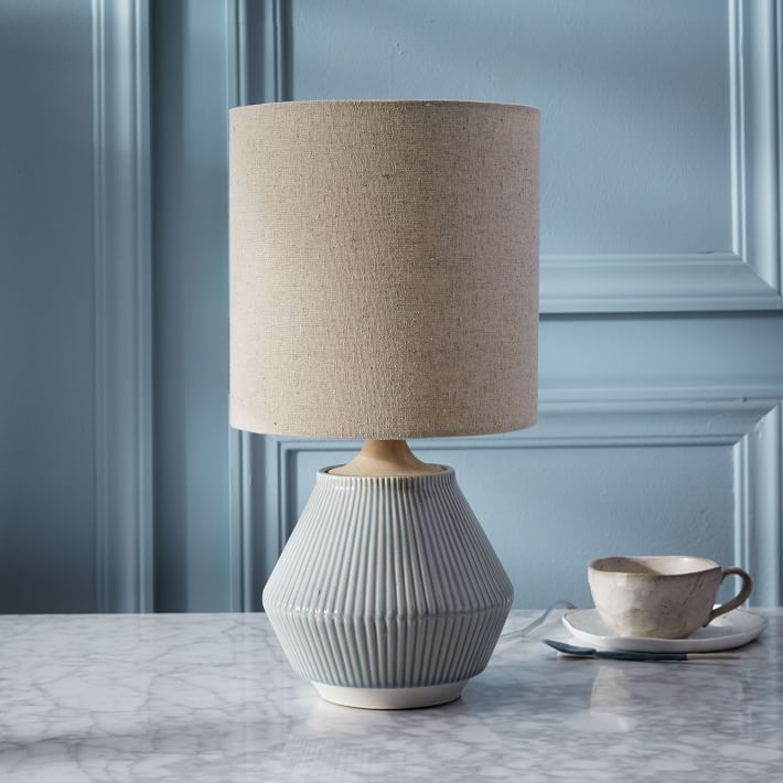 Roar + Rabbit™ Ripple Ceramic Table Lamp - Small Narrow (Cool Gray) - Image 1