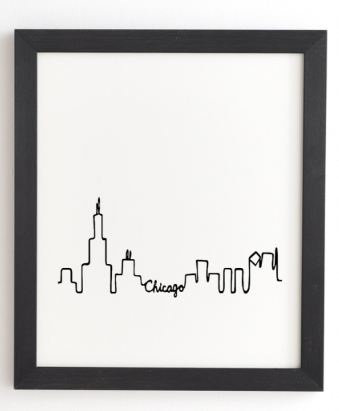 CHICAGO SKYLINE ABSTRACT Black Framed Wall Art - Image 0