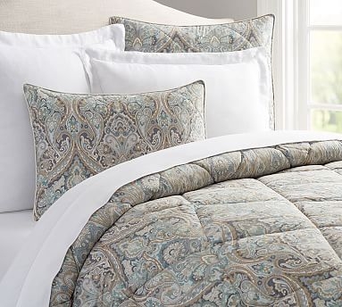 Blue Mackenna Percale Comforter, King/Cal. King - Image 1