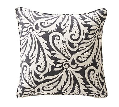 Wynnfield Paisley Print Pillow Cover, 20", Black/Ivory - Image 1