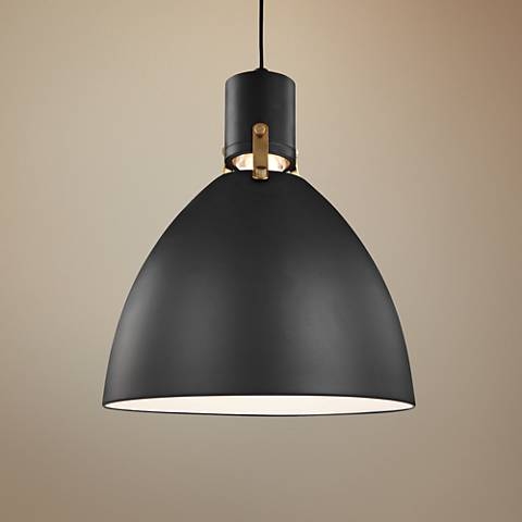 Feiss Brynne 14"W Matte Black LED Pendant Light - Image 0