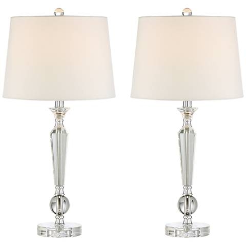 Vienna Full Spectrum Jolie Tapered Candlestick Crystal Table Lamps Set of 2 - Image 0
