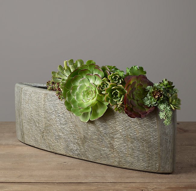 CARVED SLATE BOAT TROUGH - Image 0