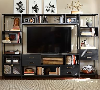 Wilson Bookcase with Drawers, Black - Image 1