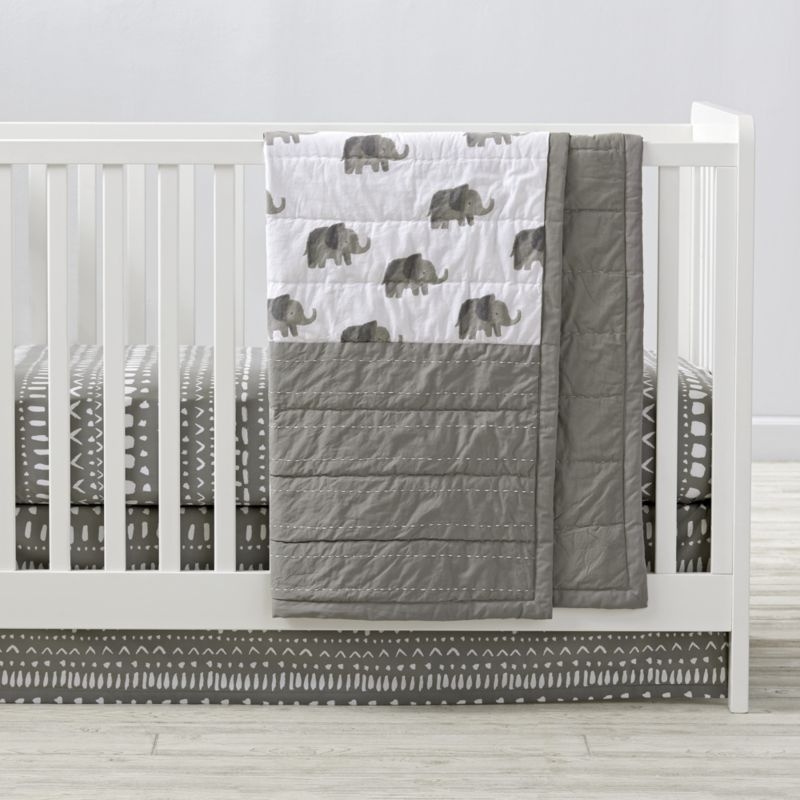 Organic Wild Excursion Abstract Grey Crib Fitted Sheet - Image 1