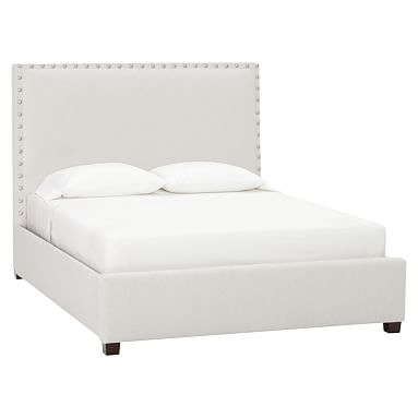 Raleigh Nailhead Upholstered Bed, Queen, Twill White - Image 0