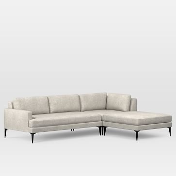 Andes Set 2, Left 2.5 Seater Sofa, Ottoman, Corner, Twill, Stone, Dark Pewter - Image 1