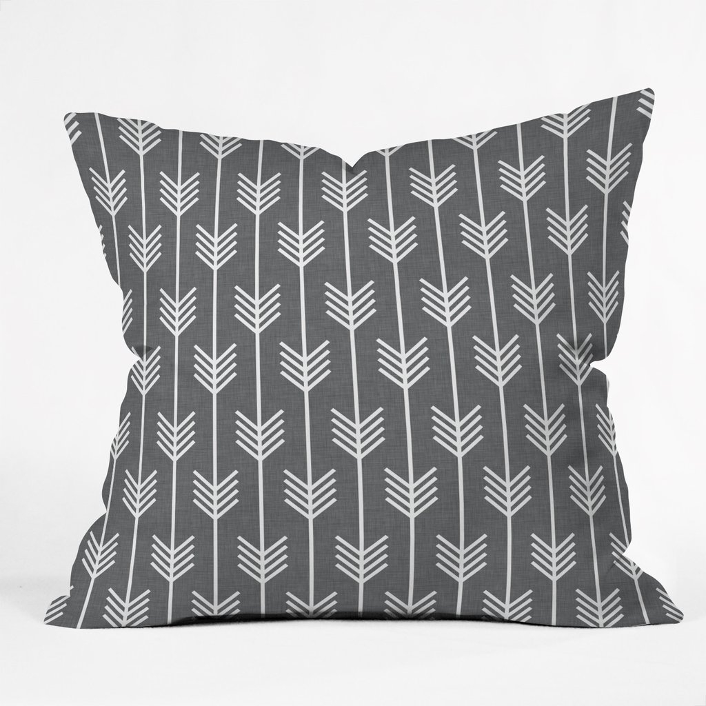Grey arrows Throw Pillow - insert included 16" - Image 0