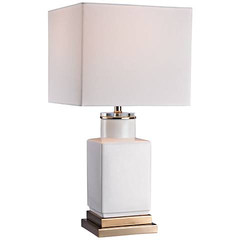 Dimond Dunbar Small Cube Gloss White Ceramic Table Lamp - Image 0