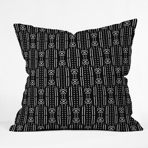 Holli Zollinger MUDCLOTH BLACK Throw Pillow - 16" x 16" - Image 0