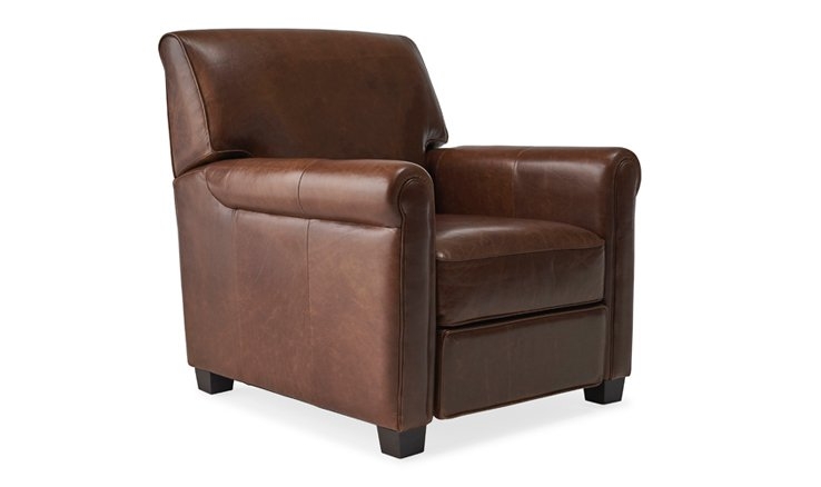 Brown Durant Mid Century Modern Leather Recliner Chair - Academy Cuero - Mocha - Image 1