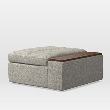 Plateau Storage Ottoman with Table, Twill, Granite - Image 1