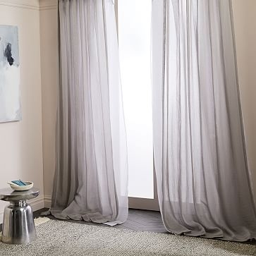Solid Open Weave Sheer Curtains, Set of 2, Frost Gray, 48"x84" - Image 1
