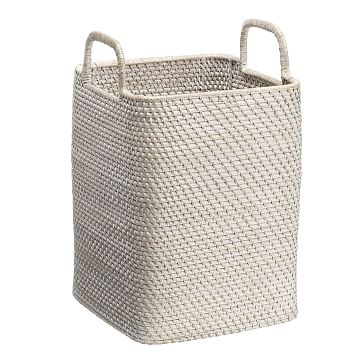 Whitewash Modern Weave Collection, Handled Basket - Image 1