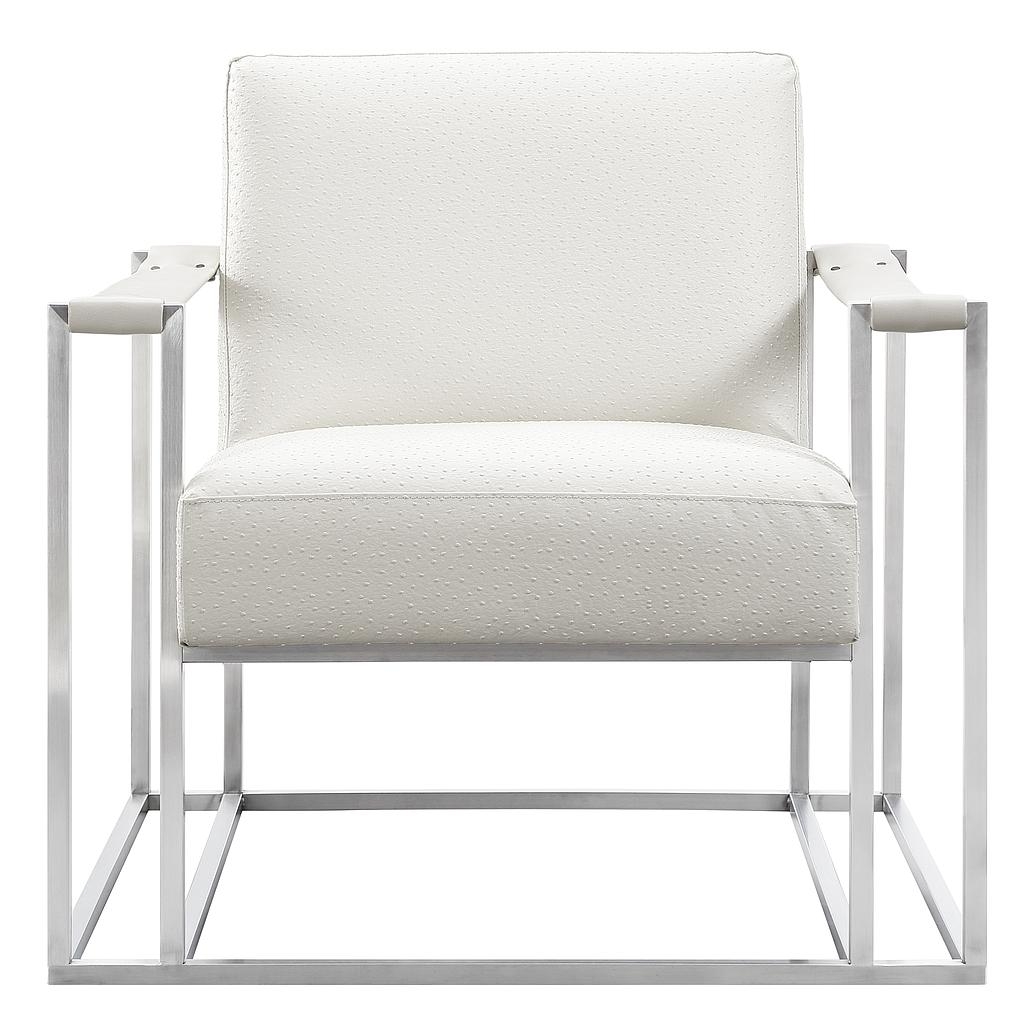 Billy Ostrich Print Chair in Cream with Silver Base - Image 2