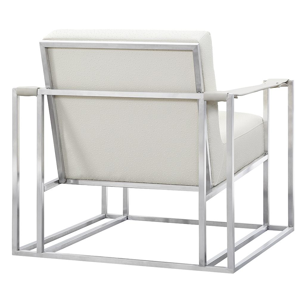 Billy Ostrich Print Chair in Cream with Silver Base - Image 3